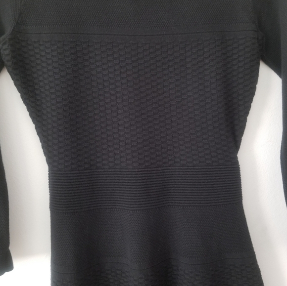 Sandro Textured Long Sleeve Black Skater Dress Size 1 (S) - Picture 7 of 13